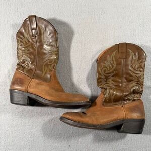 Men's Vintage Laredo Brown Leather Cowboy Boots Western Stitched 7.5D